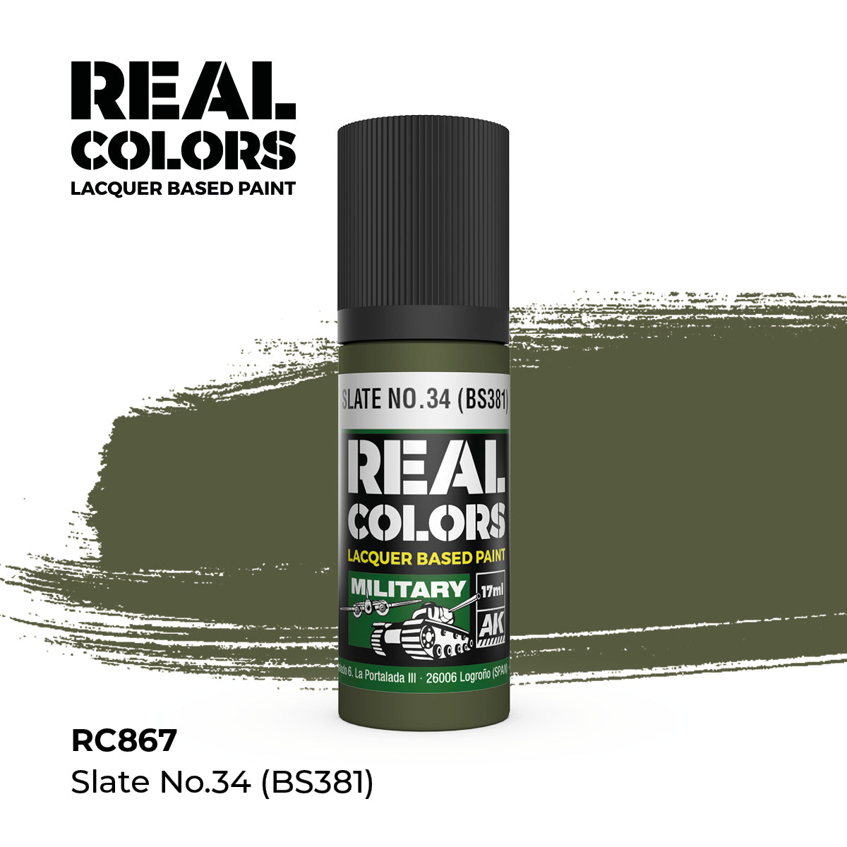 AK Interactive REAL COLORS Slate No.34 (Bs381) 17 ml.