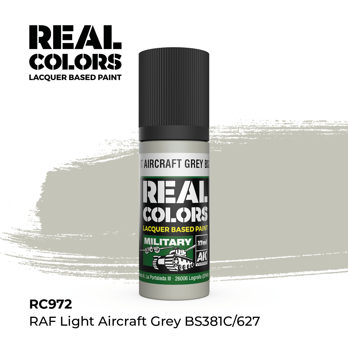 AK Interactive REAL COLORS Raf Light Aircraft Grey Bs381C/627 17 ml.