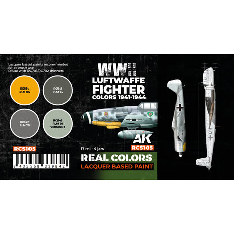 AK Interactive REAL COLORS SETS Luftwaffe Fighter Colors 1941-1944 Set