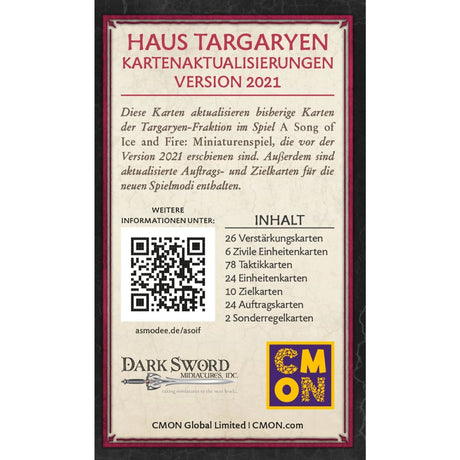 Song of Ice & Fire Haus Targaryen Kartenaktualisierungen