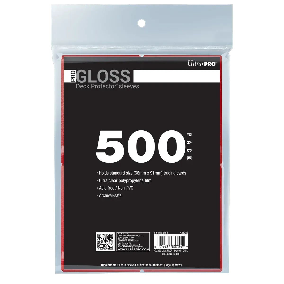 Ultra Pro PRO-Gloss Standard Deck Protector Sleeves Bundle 500ct Red