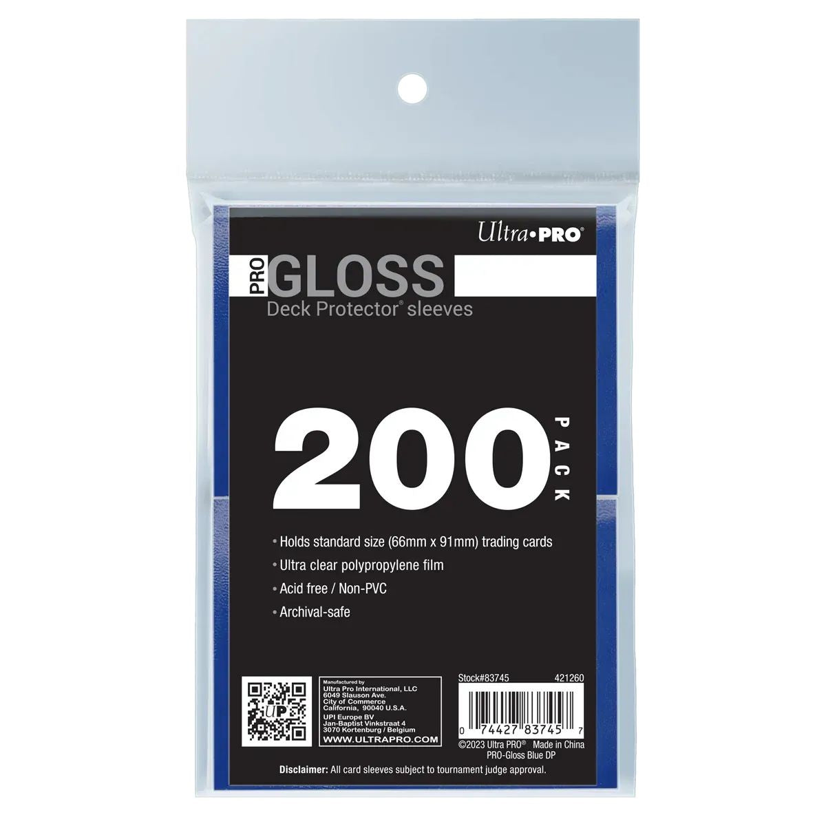 Ultra Pro PRO-Gloss Standard Deck Protector Sleeves Bundle (200ct) Blue