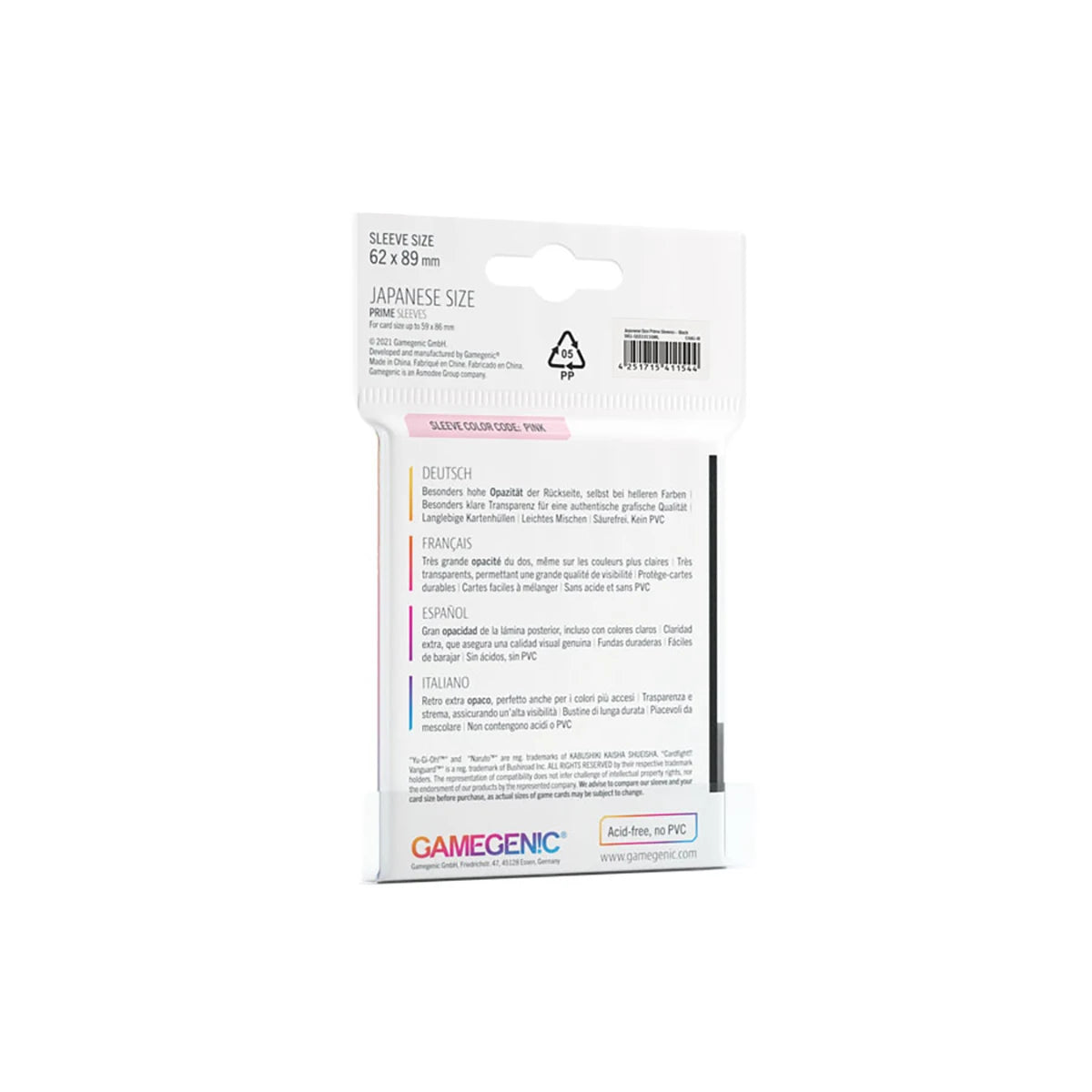 Gamegenic PRIME Japanese Sized Sleeves Schwarz