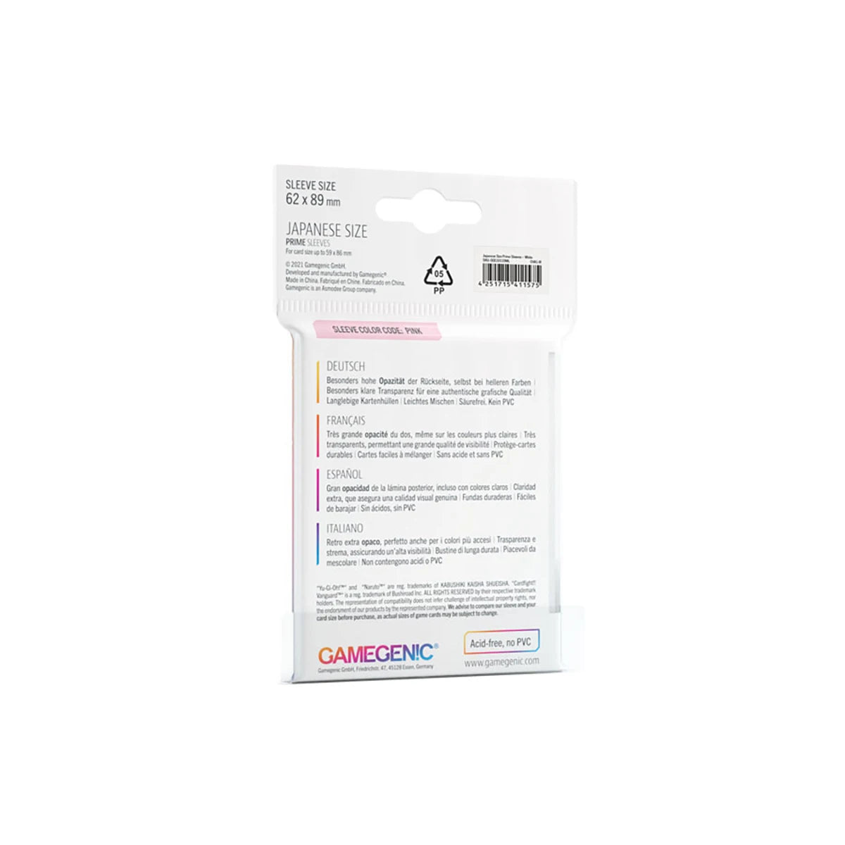 Gamegenic PRIME Japanese Sized Sleeves Weiß